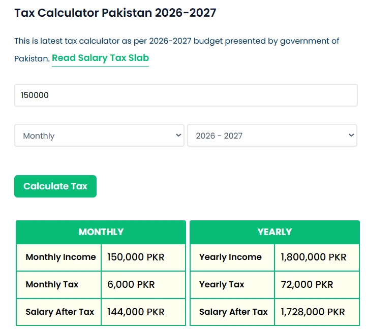 Calculate Salary tax 2026-27