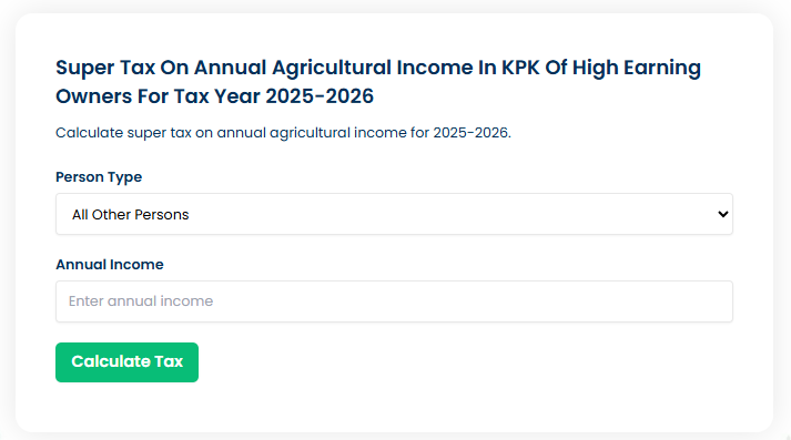 Super Tax on Agricultural Income – KPK
