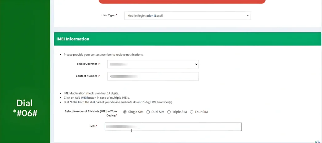 IMEI and Contact Details