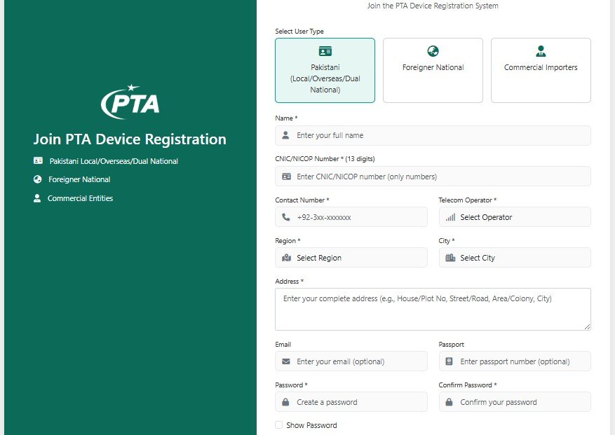 PTA Device Registration